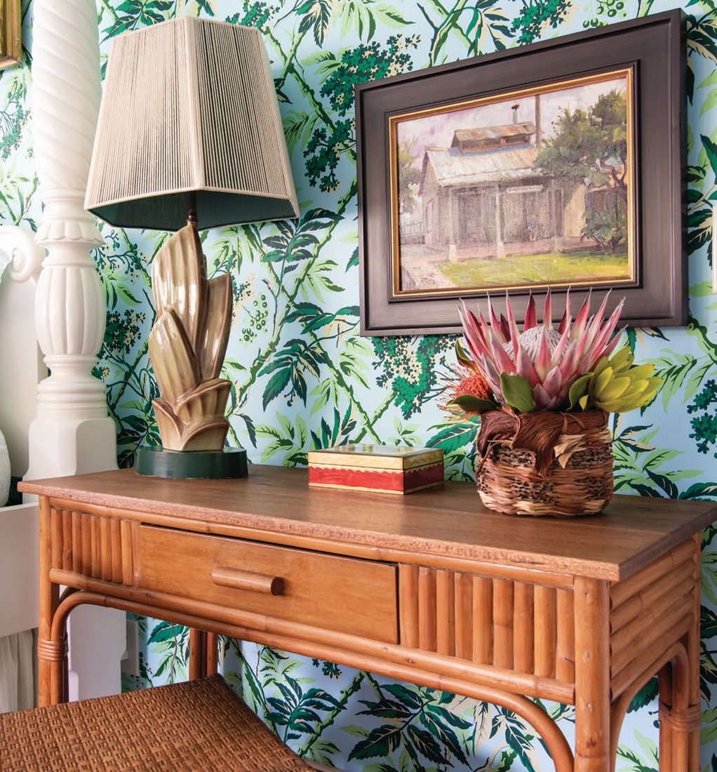 There are vintage Polynesian furnishings throughout the home. PHOTO BY JOE D’ALESSANDRO