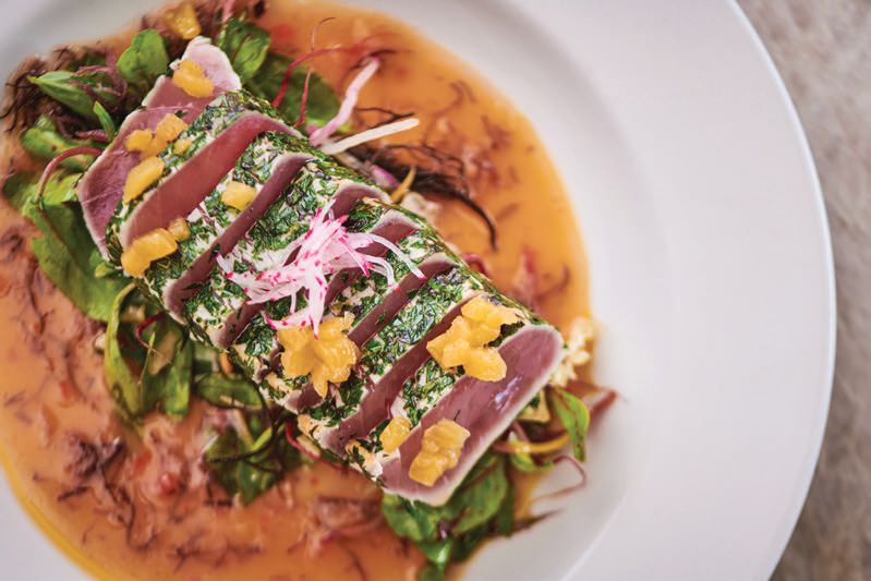 Bancano’s herbcrusted ahi. PHOTO BY SPENCER STARNES/PACIFIC’O ON THE BEACH