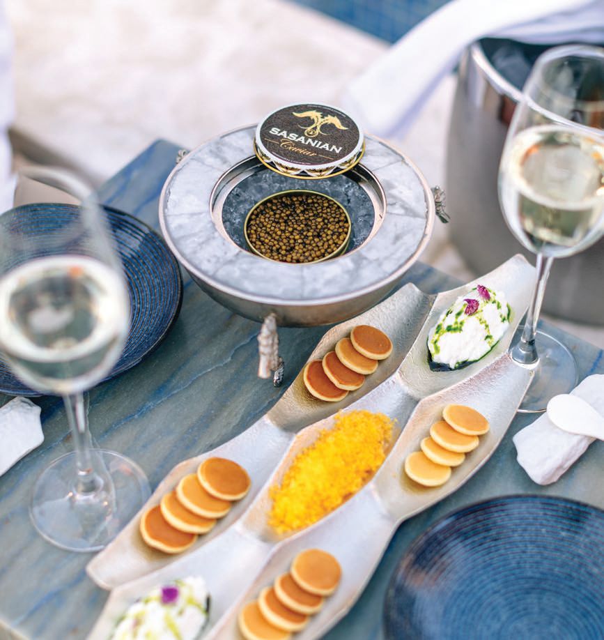 Experience the sunset with Champagne and caviar at ESPACIO The Jewel of Waikiki. PHOTO COURTESY OF ESPACIO THE JEWEL OF WAIKIKI